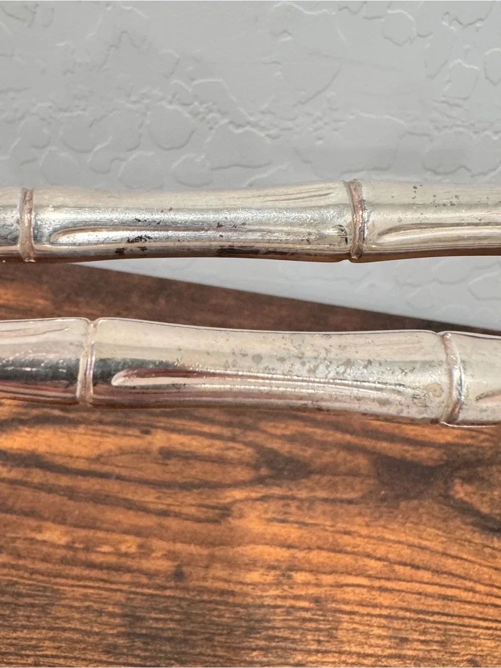 Bamboo Pattern 2 Pc Silverplate Serving Fork & Spoon Made ITALY 11 1/2